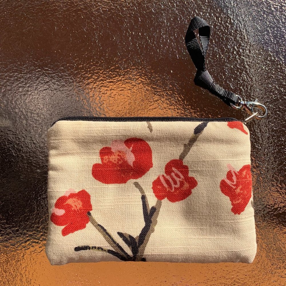 Red floral wristlet